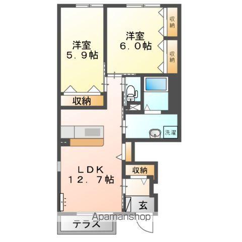 ハイムガーデンⅢ(2LDK/1階)の間取り写真