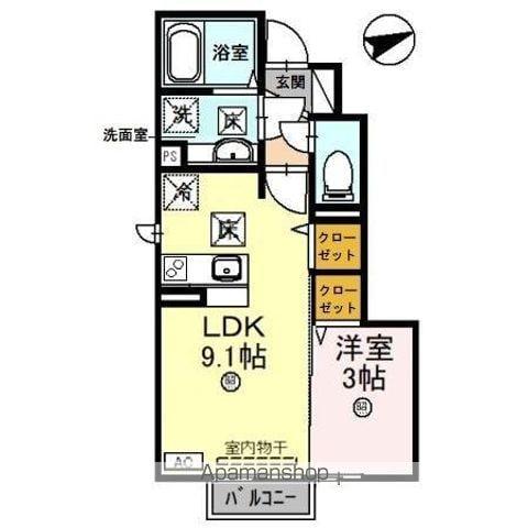 アムール シェノン(1LDK/1階)の間取り写真