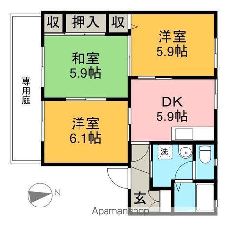 ファミール・ビレジ B棟(3K/1階)の間取り写真