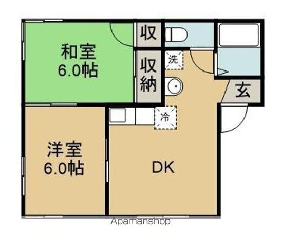 メゾン・ド・やまN棟(2DK/1階)の間取り写真