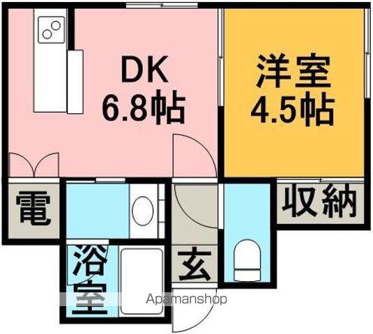 中沼ウエストハイツ(1LDK/2階)の間取り写真