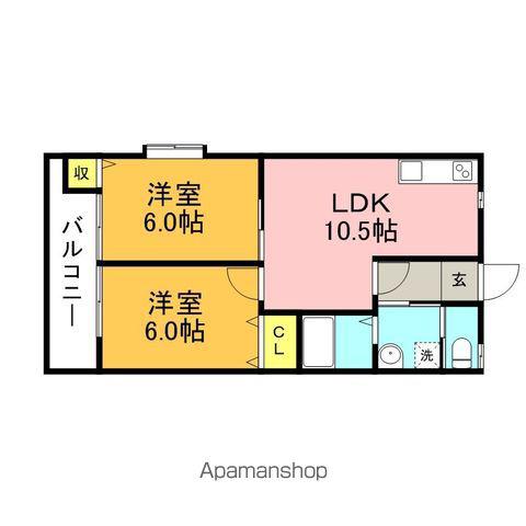 パサージュ新橋MⅢ(2LDK/2階)の間取り写真