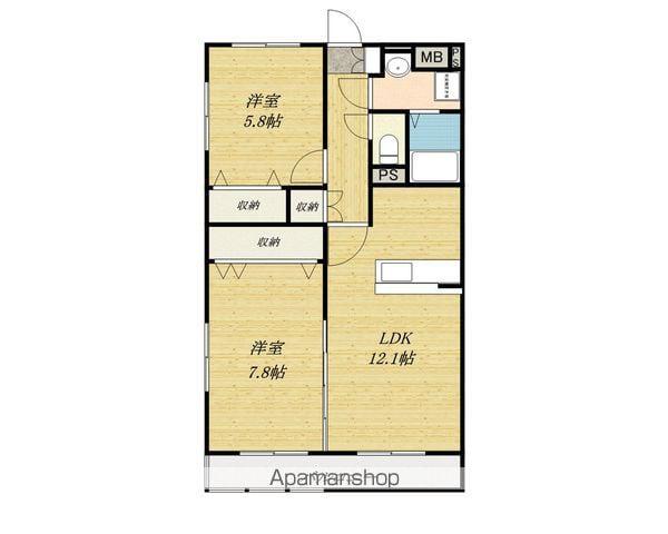 クレール(2LDK/3階)の間取り写真
