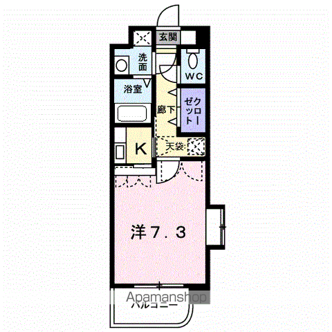 サンビオラ(1K/3階)の間取り写真