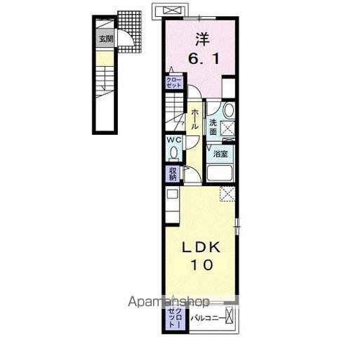 クラール観光町C(1LDK/2階)の間取り写真