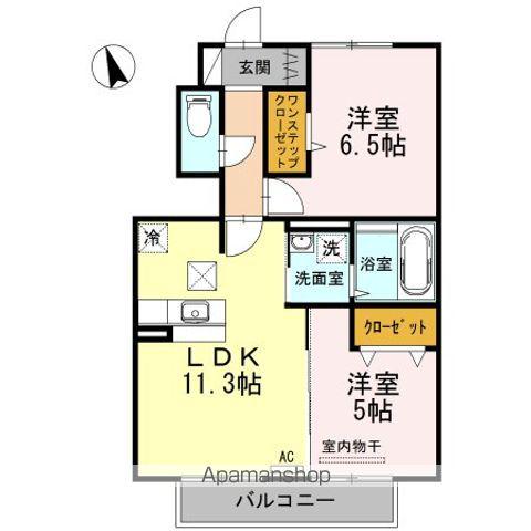 ロン・ラポール D棟(2LDK/1階)の間取り写真