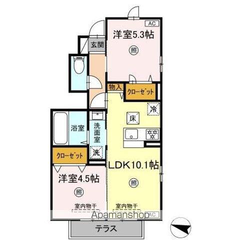 プレジール(2LDK/1階)の間取り写真
