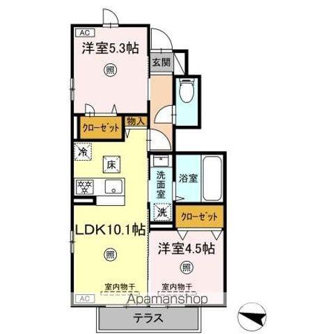 プレジール(2LDK/1階)の間取り写真