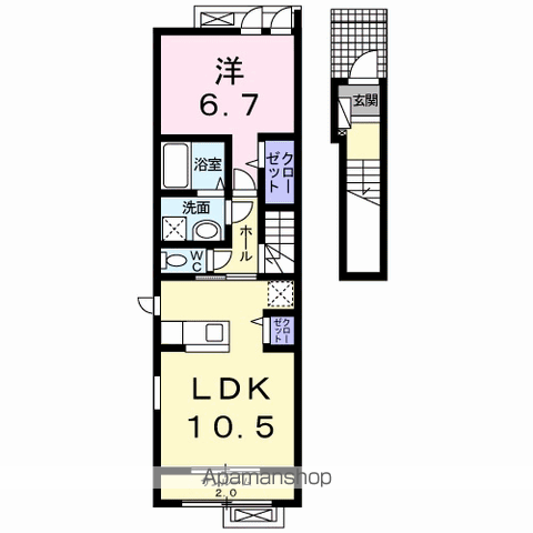 セリシールⅠ(1LDK/2階)の間取り写真