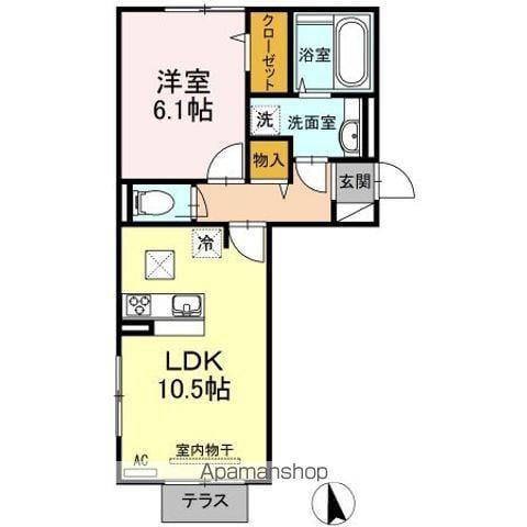 ソレールヴィラ2B棟(1LDK/1階)の間取り写真