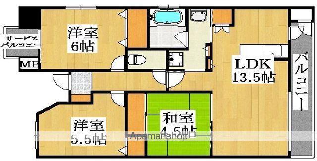 ヴェルシティ大阪(3LDK/6階)の間取り写真