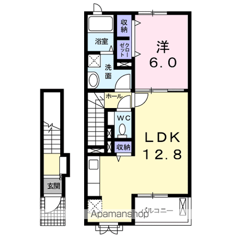 アメシスト(1LDK/2階)の間取り写真