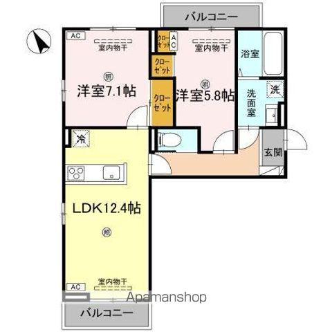 J.リヴェール高松西宝町 A棟(2LDK/3階)の間取り写真