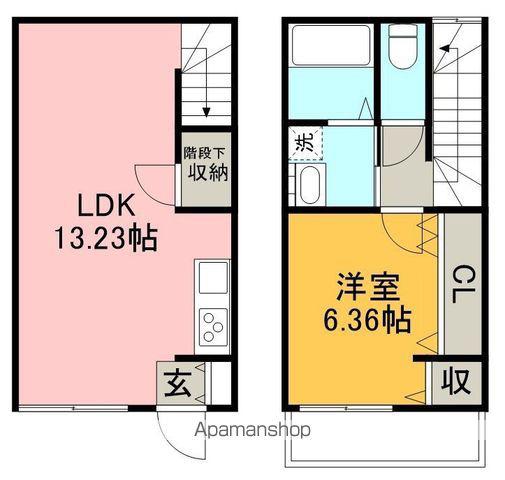 GRAN X NANGOKU 北棟(1LDK/2階)の間取り写真