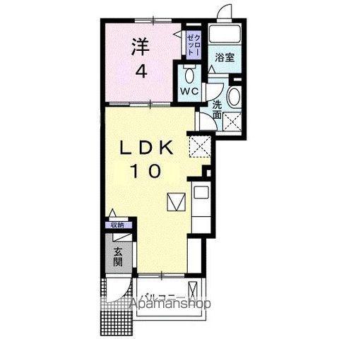 アルドール香西Ⅱ(1LDK/1階)の間取り写真