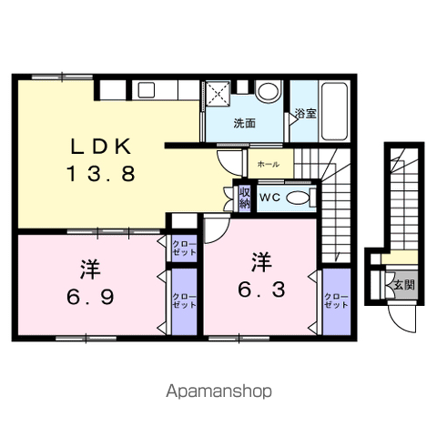 アリビオ(2LDK/2階)の間取り写真