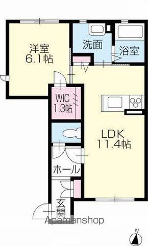 プロヌーブウエスト(1LDK/1階)の間取り写真