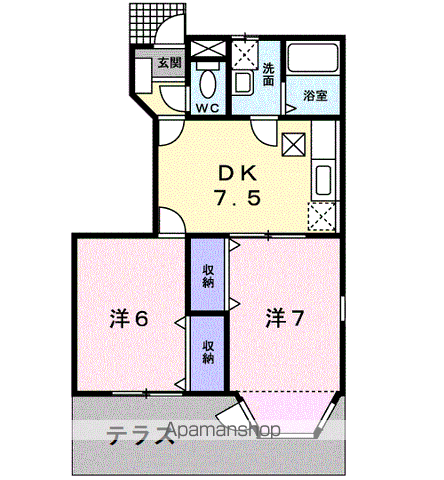サンパティークB(2DK/1階)の間取り写真