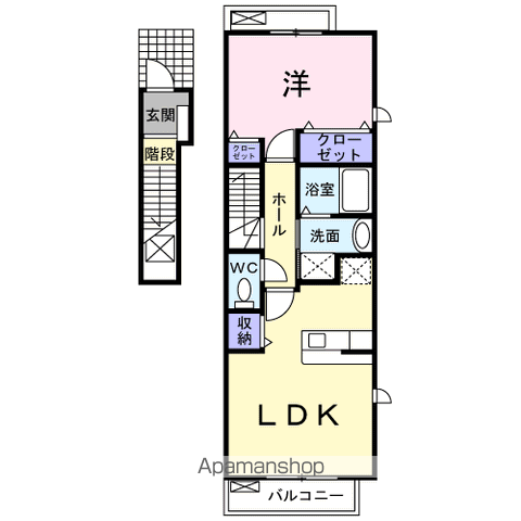 ボンジュルネⅡ(1LDK/2階)の間取り写真