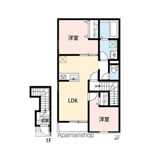 GRAND REVE(2LDK/2階)の間取り写真