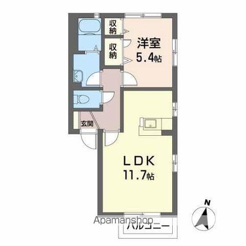 ノースウィングⅢ(1LDK/1階)の間取り写真