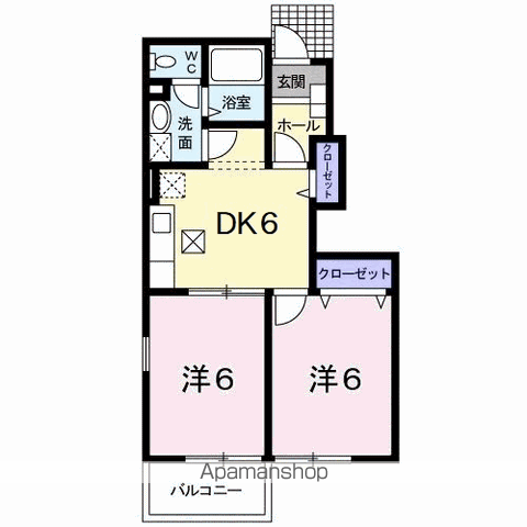 ラス・ティック(2DK/1階)の間取り写真