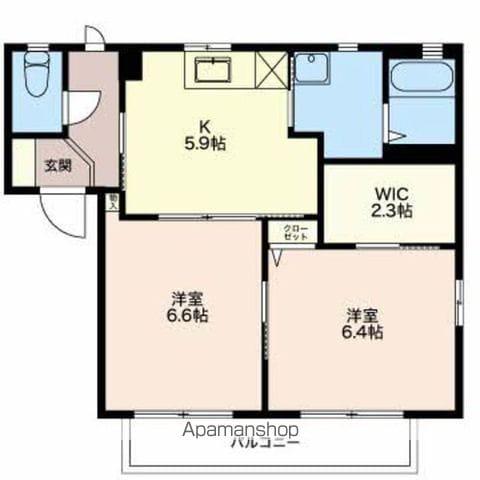 ディアスかすみA棟B棟(2K/1階)の間取り写真