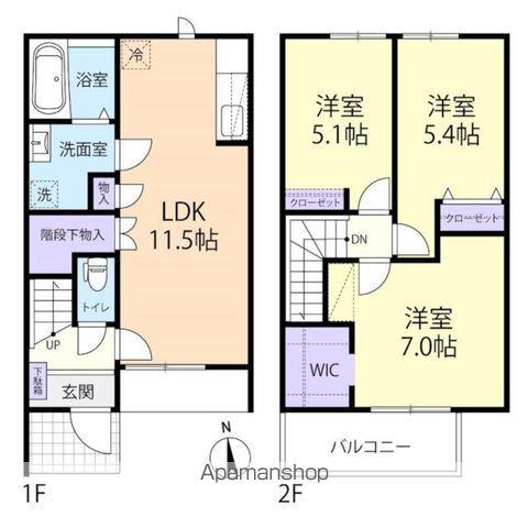 ALBI E MELA B(3LDK/2階)の間取り写真