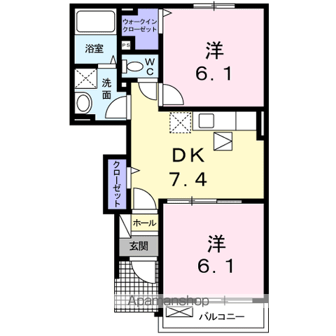 フェリチータ・K(2DK/1階)の間取り写真