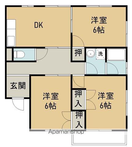 ビラ岸の上(3DK/1階)の間取り写真
