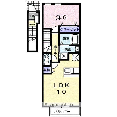 キャトルセゾン Ⅱ(1LDK/2階)の間取り写真