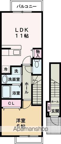 ウッドパストラルⅢ(1K/2階)の間取り写真