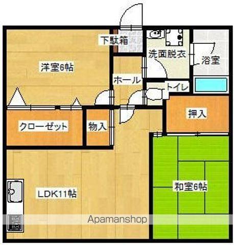 ラプラージュ富久(2LDK/2階)の間取り写真