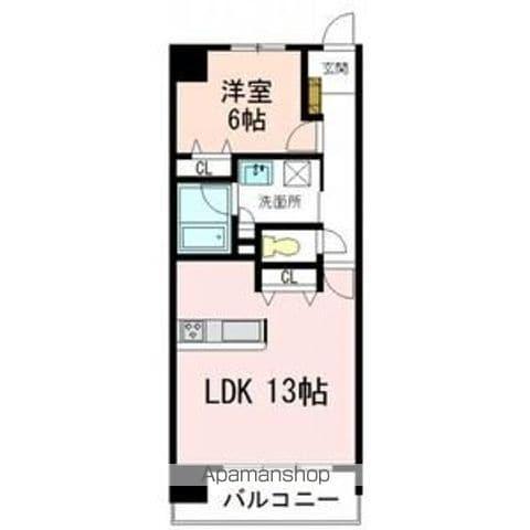 ハピネス城北(1LDK/6階)の間取り写真