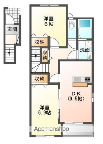 セゾン・ヴィラージュ(2DK/2階)の間取り写真