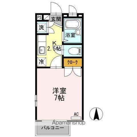 フラットコートB(1K/2階)の間取り写真