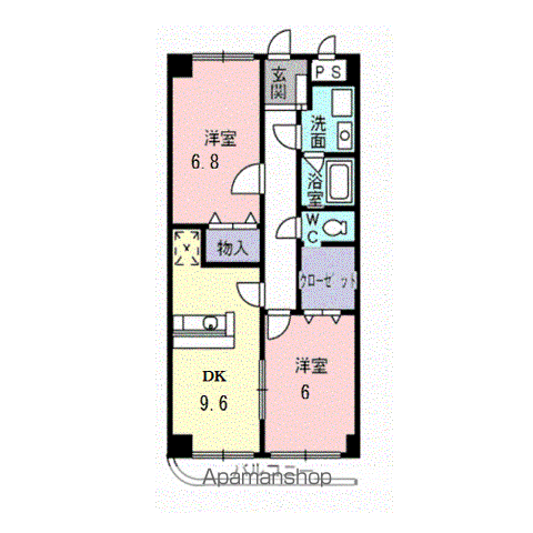 メイプルハイツ(2DK/2階)の間取り写真