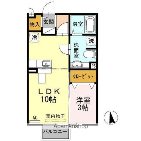 モナリエ・ユキ(1LDK/2階)の間取り写真