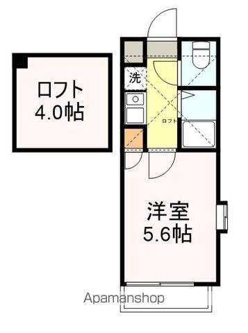 アップルハウス旭ヶ丘3(1K/2階)の間取り写真
