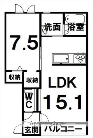 VALHALLAⅠ(1LDK/2階)の間取り写真