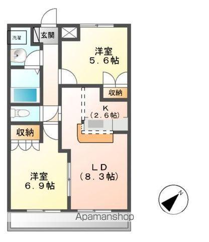 ウイングコート(2LDK/1階)の間取り写真