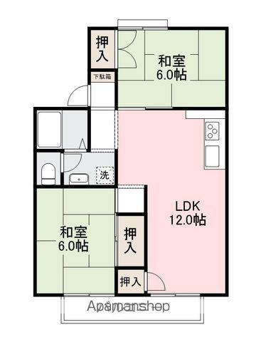 瀬戸ハイツAB(2LDK/2階)の間取り写真
