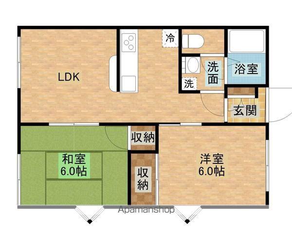 ワンナップタウンノースサイド(2LDK/1階)の間取り写真
