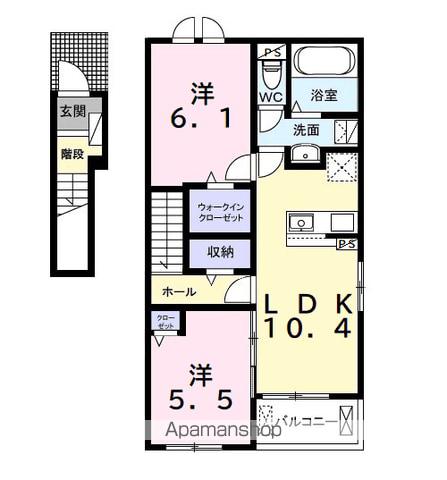 ヒカルサ君津Ⅱ(2LDK/2階)の間取り写真