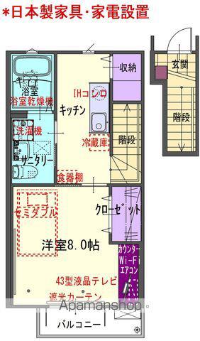 チェントラーレ新穀町(1K/2階)の間取り写真