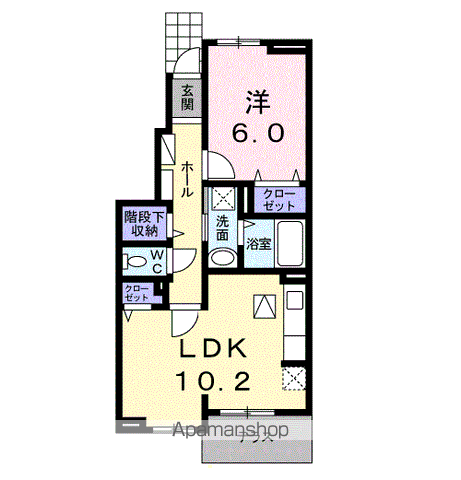 グランコート516 B(1LDK/1階)の間取り写真