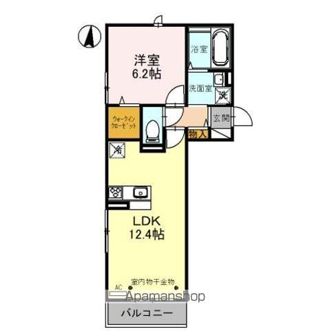 ORSETTO(1LDK/2階)の間取り写真
