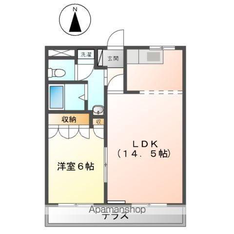 ヴィヴァーチェ(1LDK/2階)の間取り写真