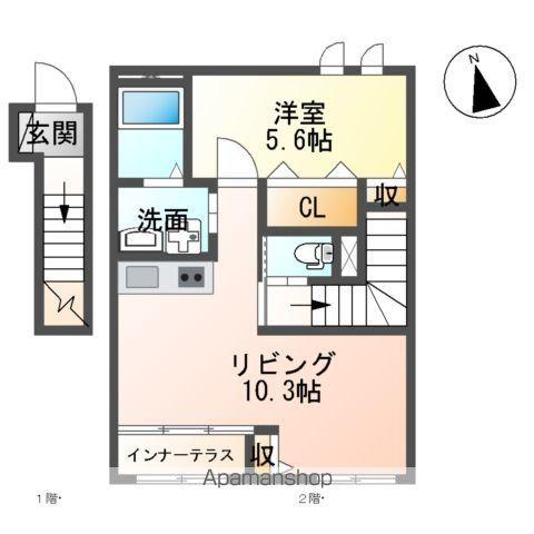 ル リアン(1LDK/2階)の間取り写真