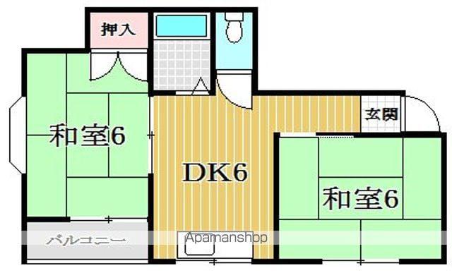 マンション忍(2DK/4階)の間取り写真